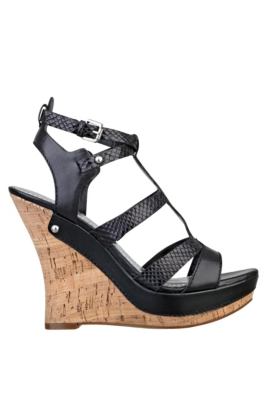 guess denim wedge sandals
