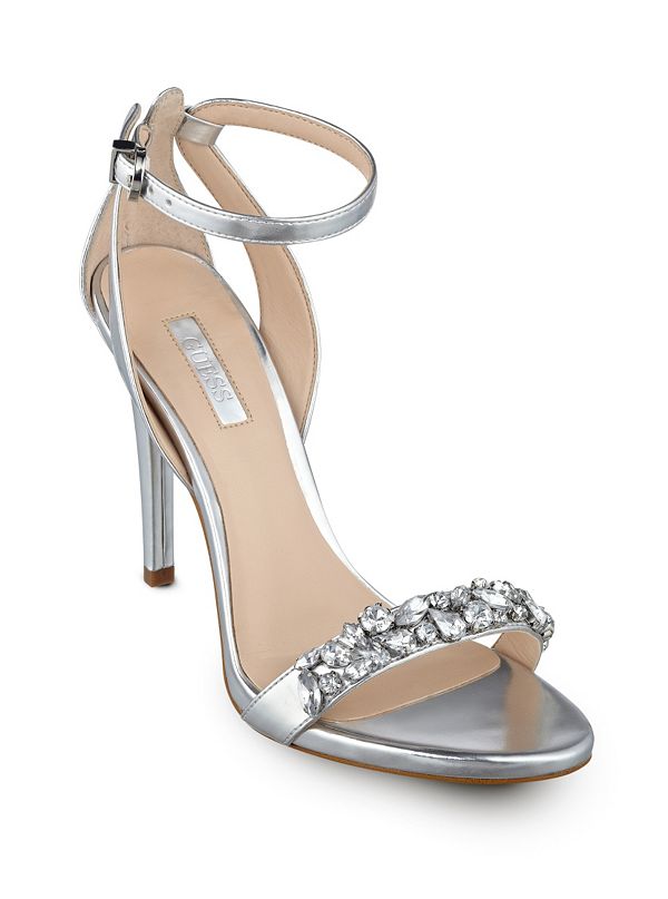 Catarina Metallic Jeweled Heels | GUESS.com