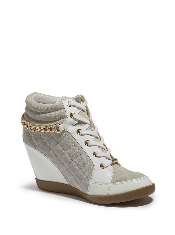 black quilted wedge sneakers