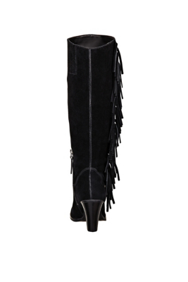 suede knee high boots with fringe