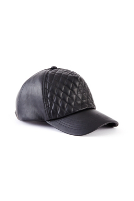 Quilted FauxLeather Baseball Cap