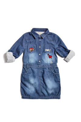 Knit Denim Dress (2-7) | GUESS.com