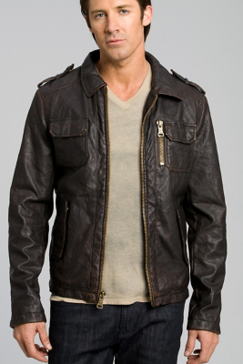 guess brown leather jacket womens
