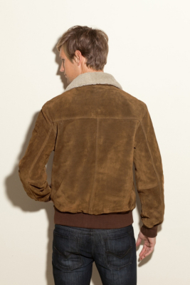 Suede Bomber Jacket with Sherpa Collar