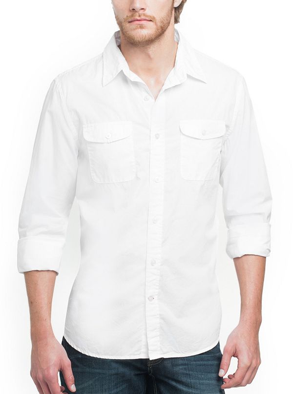 Logan Long-Sleeve Classic Two-Pocket Shirt | GUESS.ca