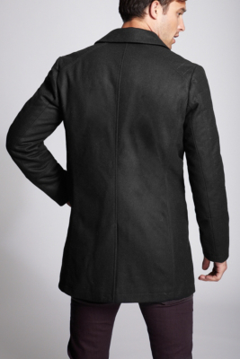 Wool Coat with Topstitch Panel