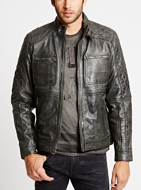 Quilted Genuine Leather Jacket | GUESS.com