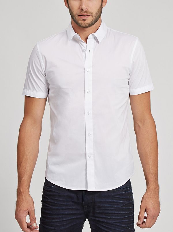 Short-Sleeve Classic Stretch Super-Slim-Fit Shirt | GUESS.com