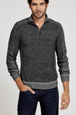 Dawson Long-Sleeve Mock-Neck Henley Sweater | GUESS.ca