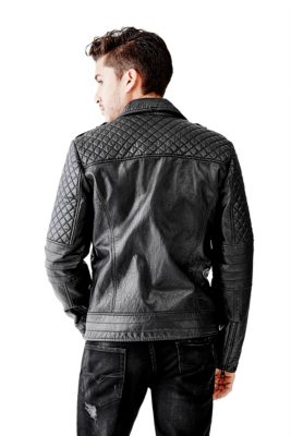 Quilted Faux-Leather Asymmetrical Moto Jacket | GUESS.ca