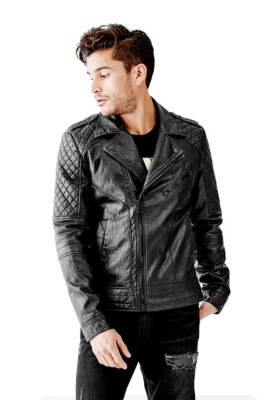 Quilted Faux-Leather Asymmetrical Moto Jacket | GUESS.ca