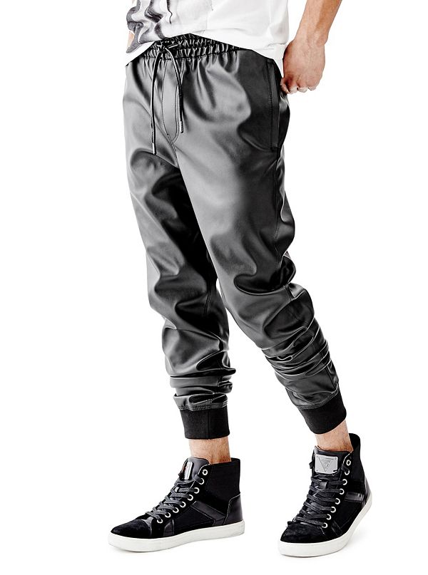 Neil Faux-Leather Jogger Pants | GUESS.com