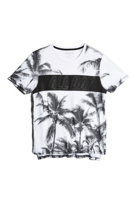 Palm Print Crewneck Tee | GUESS.com