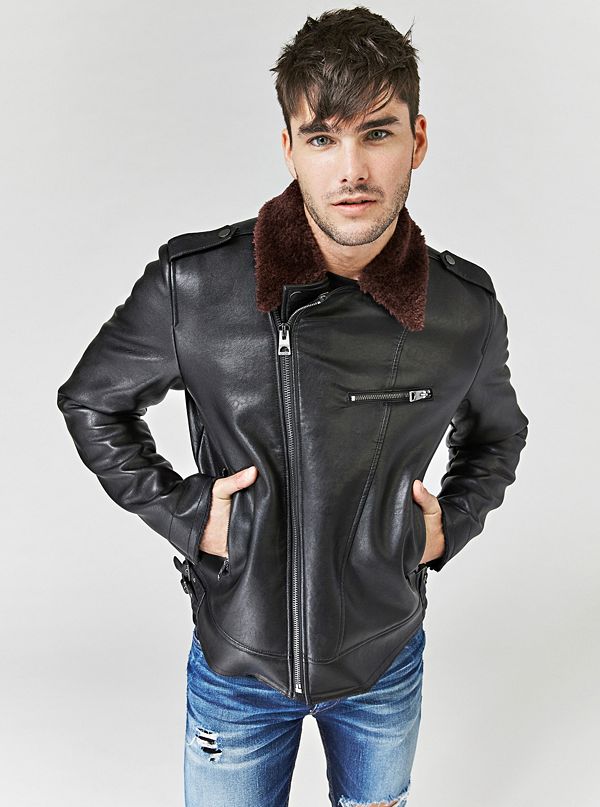 Bonded Fur Biker Jacket | GUESS.com