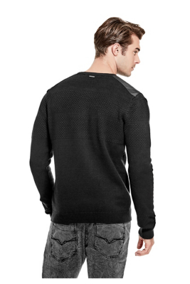 WaffleKnit Paneled Sweater