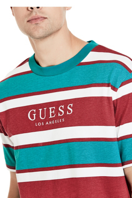 guess blue and red shirt