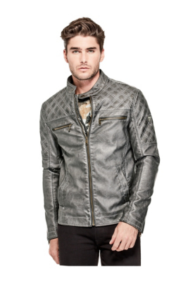 guess grey leather jacket