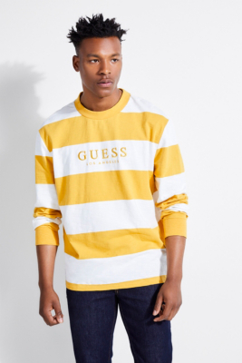 guess originals striped tee yellow