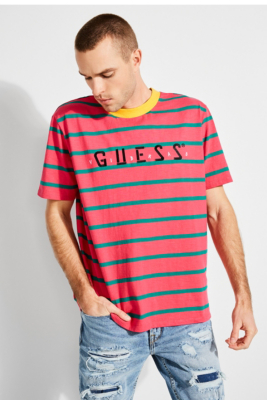 Download GUESS x J Balvin Oversized Striped Logo Tee | GUESS.com