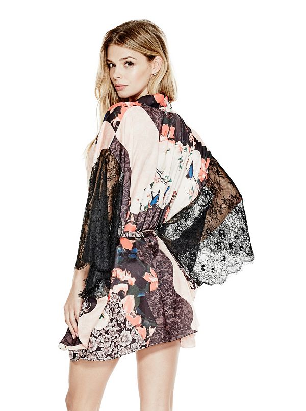 Lace and Floral-Print Kimono | GUESS.com