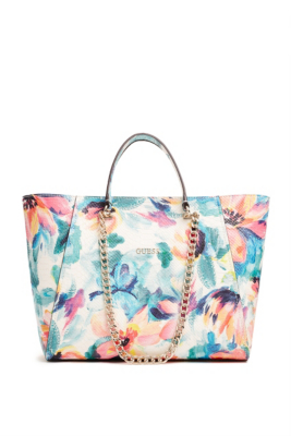 Nikki Floral-Print Chain Tote | GUESS.ca