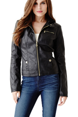 Havena Faux-Leather Bomber Jacket | Guess Factory Canada