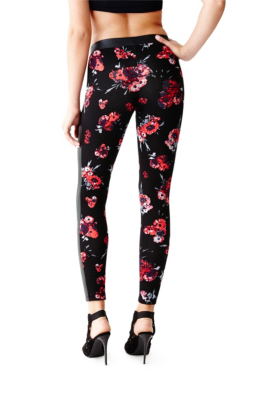 Cheyrie Faux-Leather Trim Floral Leggings | GuessFactory.com