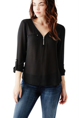 Eveline Popover Shirt | Guess Factory Canada