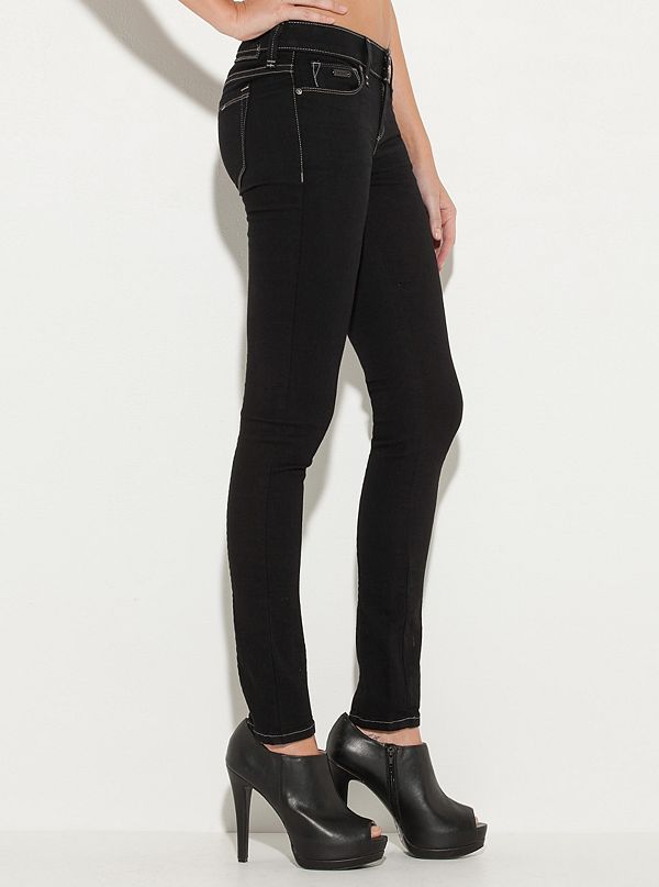Pin-Up Pencil Skinny Jeans - Black Resin Whisker Wash | GbyGuess.com