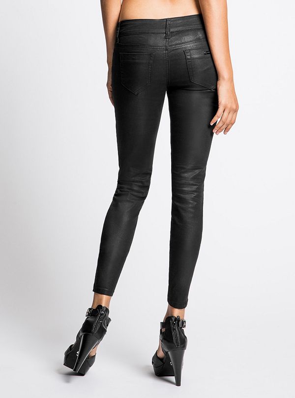 Suzette Super-Skinny Glazed Jeans – Black Resin Whisker Wash | GbyGuess.com