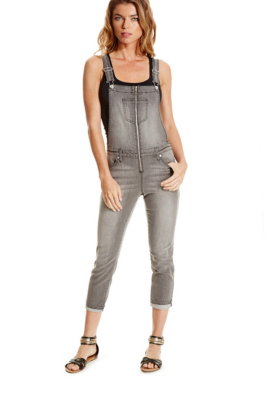 Chastity Cropped Overalls Grey Wash