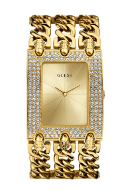 Gold-Tone Glitz Chain-Link Watch | GUESS.com