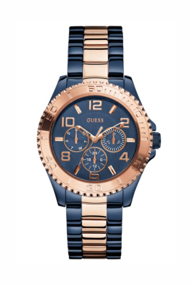 Blue and Rose GoldTone Feminine Sport Watch