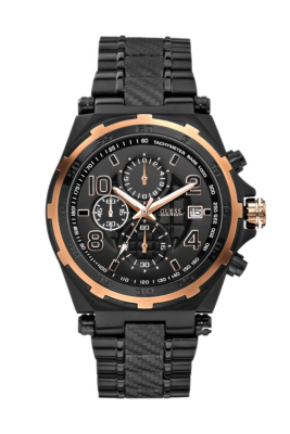 Black and Rose GoldTone Masculine Detailed Chronograph Watch