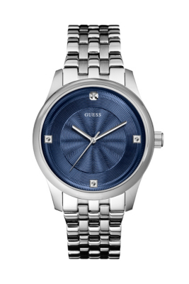 Blue and Silver-Tone Masculine Diamond Watch | GUESS.com