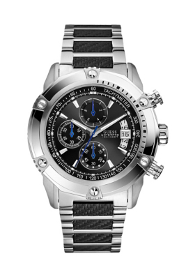 Black and Silver-Tone Stainless Steel Waterpro Watch | GUESS.com