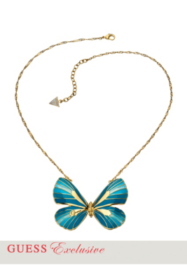Enamel Butterfly Pendant Necklace