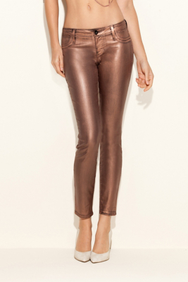 Power Skinny Jeans Copper Metallic Coated