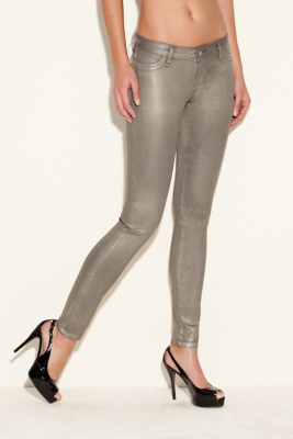 rose gold metallic jeans