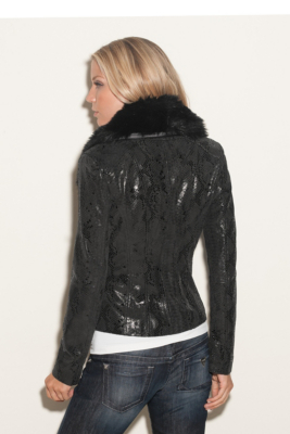 Alexa SnakeEmbossed Leather Jacket