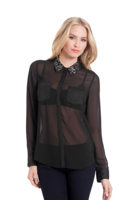 Embellished-Collar Channing Shirt | GUESS.com