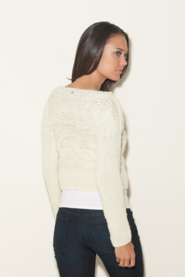 cabi cropped cable pullover