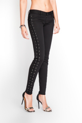 Kate Skinny Jeans with Side Lace-Up | GUESS.com