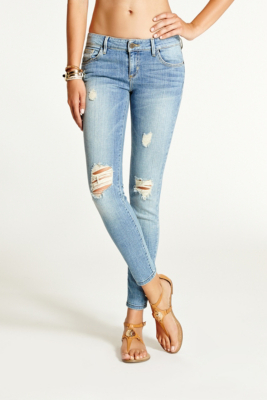 Kate Low-Rise Skinny Jeans in Juniper Wash | GUESS.com