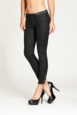 Brittney Cropped Mid-Rise Skinny Jeans with Studs | GUESS.ca