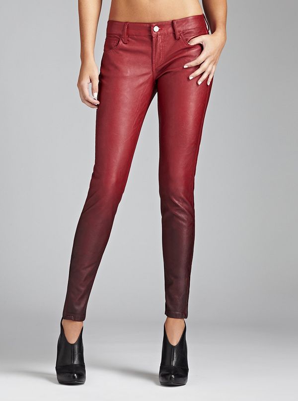 Kate Low-Rise Skinny Faux-Leather Ombre Pants | GUESS.com