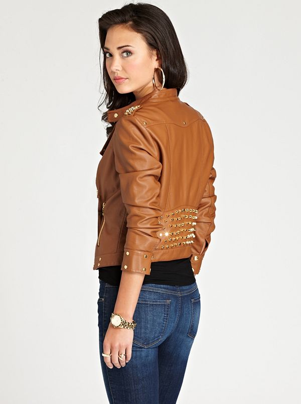 Spanish Faux-Leather Studded Jacket | GUESS.com