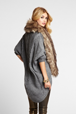 fur cuffed cardigan