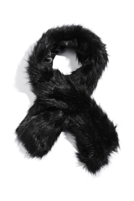 Black Faux-Fur Scarf | GUESS.com