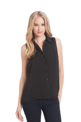 embellished anabelle sleeveless collar guess